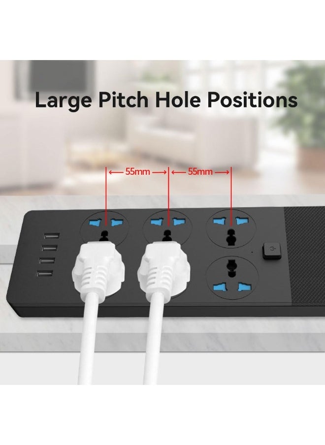 ECVV Power Strips with 6 Universal Plug Adapter Outlets, 4 USB Charger Ports, Outlet extender 2M Extension Cord, Household Socket Desk USB Charging Station for Home Office  - Image 5