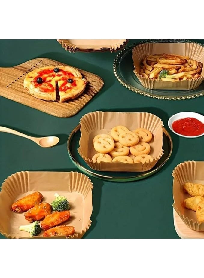 Vioetry Square Air Fryer Paper Liners, Non-Stick Air Fryer Cooking Accessories, Oil-Proof Air Fryer for Air Fryer, Baking, Roasting, Microwave - Image 4