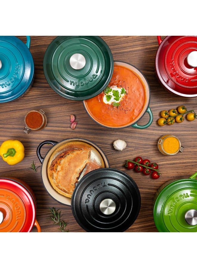 Nuovva Cast Iron Pot With Lid – Non-Stick Ovenproof Enamelled Casserole Pot – Sturdy Dutch Oven Cookware – Blue 4.7L 24Cm – By  - Image 3