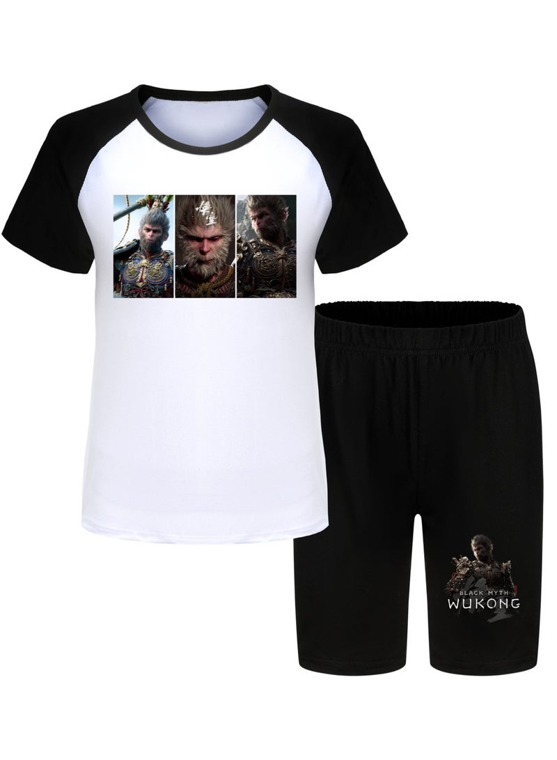 MQD Black Myth Wukong Children's T-shirt And Pajama Set 