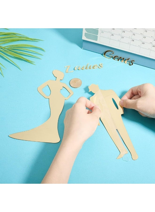 Toilet Signs Self Adhesive for Ladies and Gentlemen, Washroom Door Signs for Home Hotel Office Store Parking Restaurant, Gold - Image 4