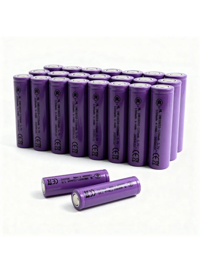 robotgcc 100 Pack 18650 Li-ion Battery 3.7 V 1200 mAh Flat Top | Verified Capacity Rechargeable Cells for STEM Education & FBA Global Warehousing - Image 2