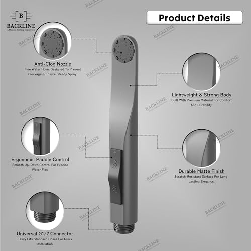 B BACKLINE Backline Water Saving Jet Spray for Toilet | Health Faucet for Toilets | ABS Hand Gun | Bathroom Bidet Spray (Gun Grey - Gun Only) - Image 2