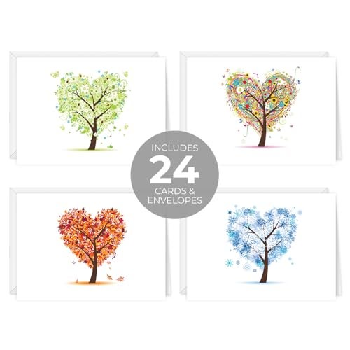 Canopy Street Seasons of Life Note Card Assortment Pack/Set Of 24 Greeting Cards And White Envelopes / 4 7/8" x 3 1/2" Cards Featuring 4 Seasonal Tree Designs - Image 2