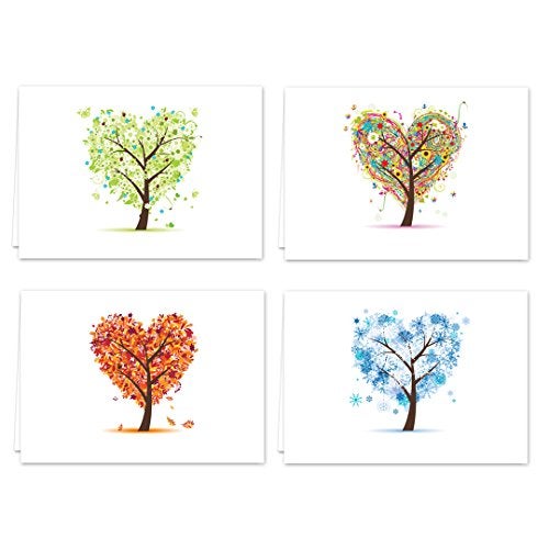 Canopy Street Seasons of Life Note Card Assortment Pack/Set Of 24 Greeting Cards And White Envelopes / 4 7/8" x 3 1/2" Cards Featuring 4 Seasonal Tree Designs - Image 1
