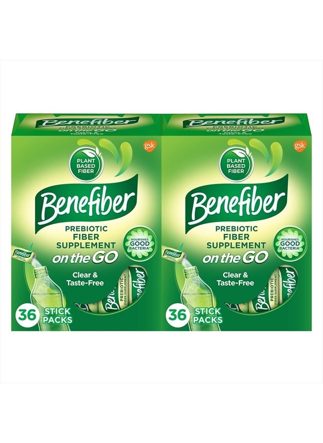 Benefiber - On The Go Prebiotic Fiber Supplement Powder for Digestive Health, Daily Fiber Powder, Unflavored Stick Packs - 36 Sticks, Pack Of 2 - Image 1