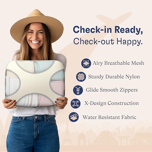 Shacke Packing Cubes for Travel 8 Set - Premium Luggage Organizer Bags - Versatile Travel Organizer for Women and Men - Optimized Packing Bags - Travel Essentials (Sand) - Image 5