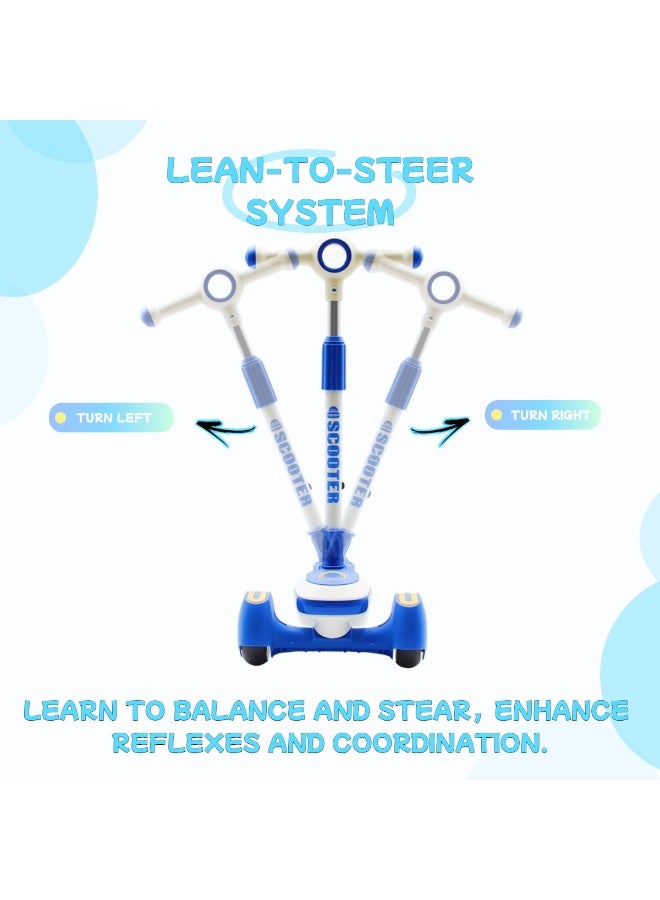 EASY FUTURE Kick Scooter with LED PU Wheels & Rear Brake & Music for Kids, Scooters for Kids with Foldable & Height Adjustable Handle for 3 to 8 Years Including Protective Gear Set - Image 4