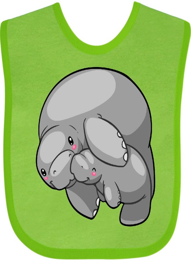 inktastic Cute Manatee Family Baby Bib Apple Green 3b027 - Image 1