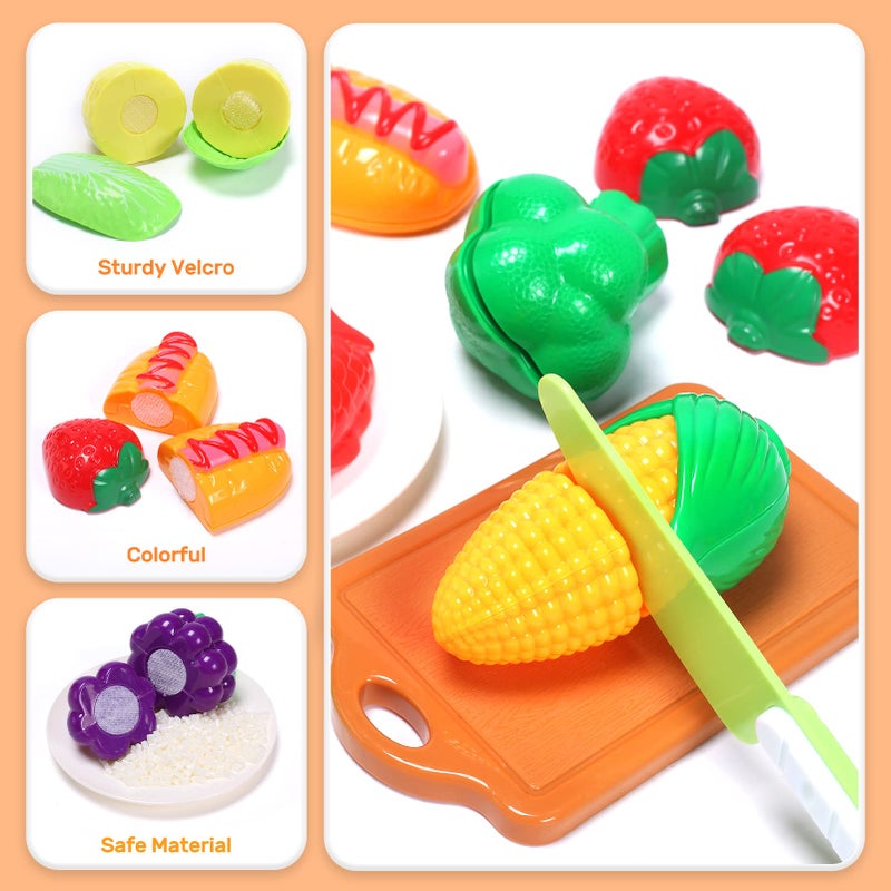 CUTE STONE Play Kitchen Accessories Toy, Play Food Sets for Kids Kitchen, Pretend Kitchen Set for Kids with Play Pots, Pans, Toddler Kitchen Playset Kitchen Toys for Girls Boys - Image 5