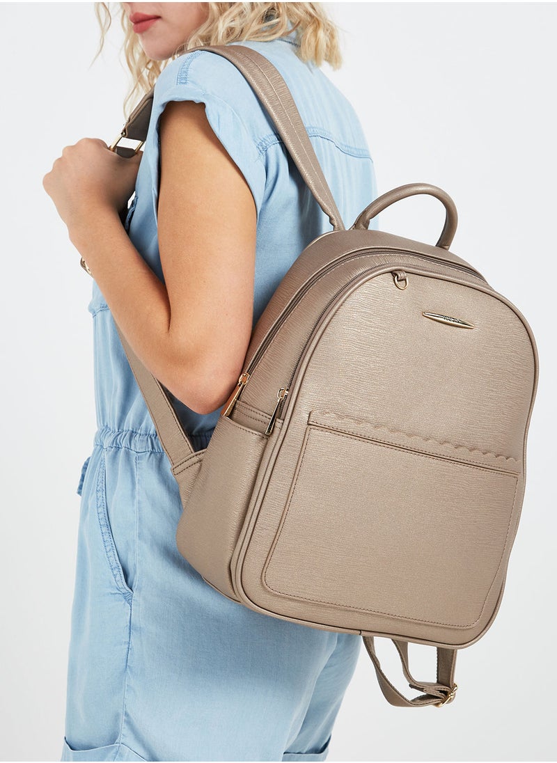 NIBEMINENT - Faux Leather Backpack Brown - Image 1