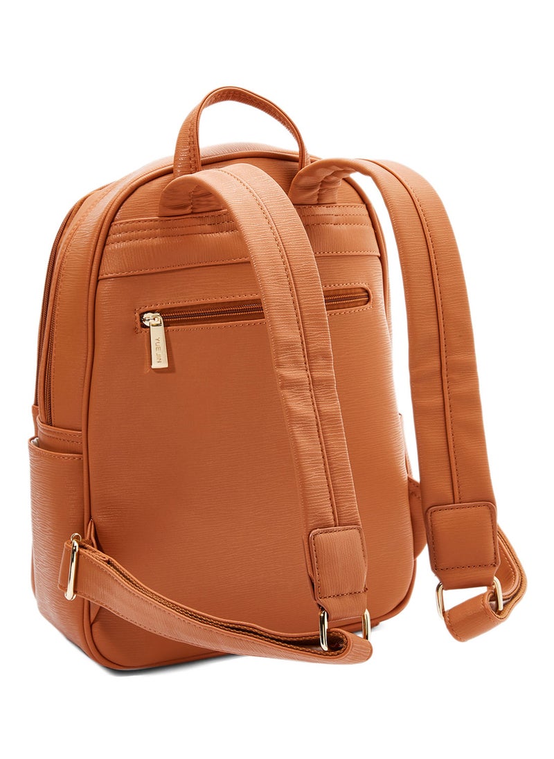 NIBEMINENT - Faux Leather Backpack Brown - Image 1