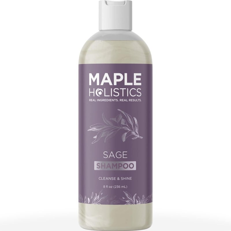 Maple Holistics Sage Shampoo for Anti Dandruff with Jojoba Argan and Organic Tea Tree Oil – Natural Sulfate Free Treatment for Women and Men – Safe for Color Treated Hair (8 fl. oz.) - Image 1