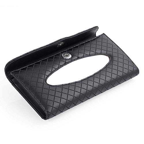 Automaze PU Leather Car Sun Visor Back Seat Tissue Napkin Box Holder, Interior Car Accessories (Black, Sun Visor Type) - Image 2