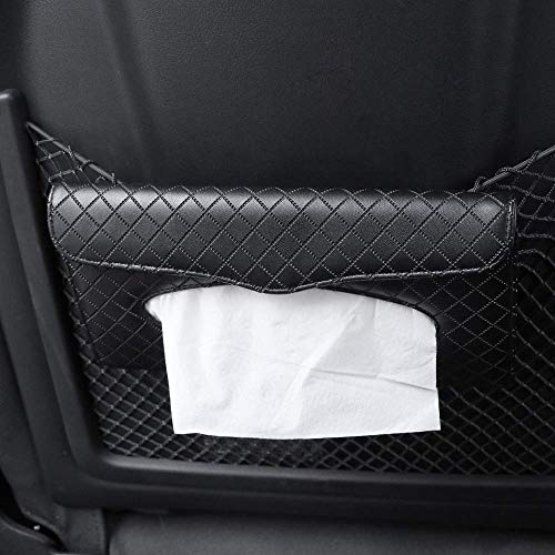 Automaze PU Leather Car Sun Visor Back Seat Tissue Napkin Box Holder, Interior Car Accessories (Black, Sun Visor Type) - Image 4