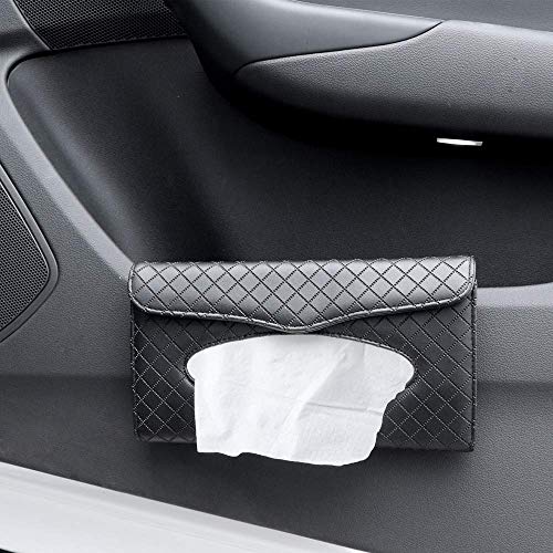 Automaze PU Leather Car Sun Visor Back Seat Tissue Napkin Box Holder, Interior Car Accessories (Black, Sun Visor Type) - Image 5