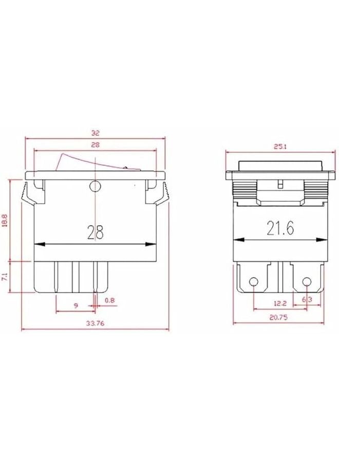 Red Illuminated Boat Type Switch 10A 250V Overload Overheat Protection 2pc - Image 5