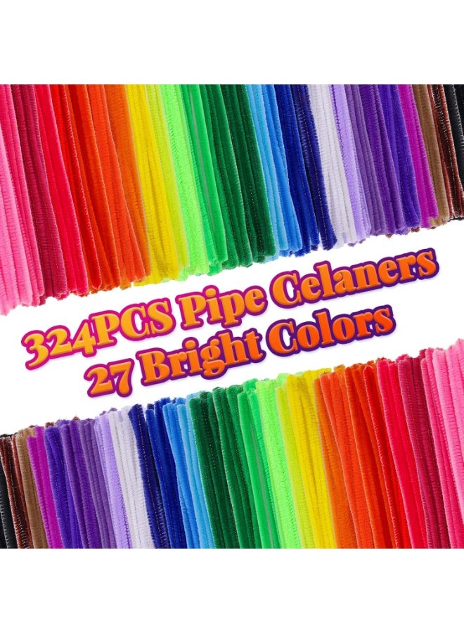 Caydo مجموعة كايدو من 324 قطعة من منظفات الأنابيب بـ 27 لونًا من سيليل ستيمز لمشاريع الحرف اليدوية الإبداعية (6 مم × 12 بوصة) - Image 3