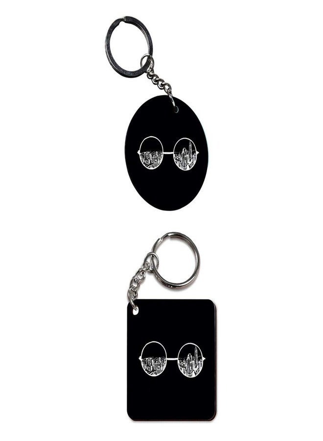 Plan To Gift Set of 2 | Circle & Square Shape Printed Wooden Keychains Believe | Circle & Square Shape keyrings | Circle & Square Shape Keychains| Printed keyrings - Image 1