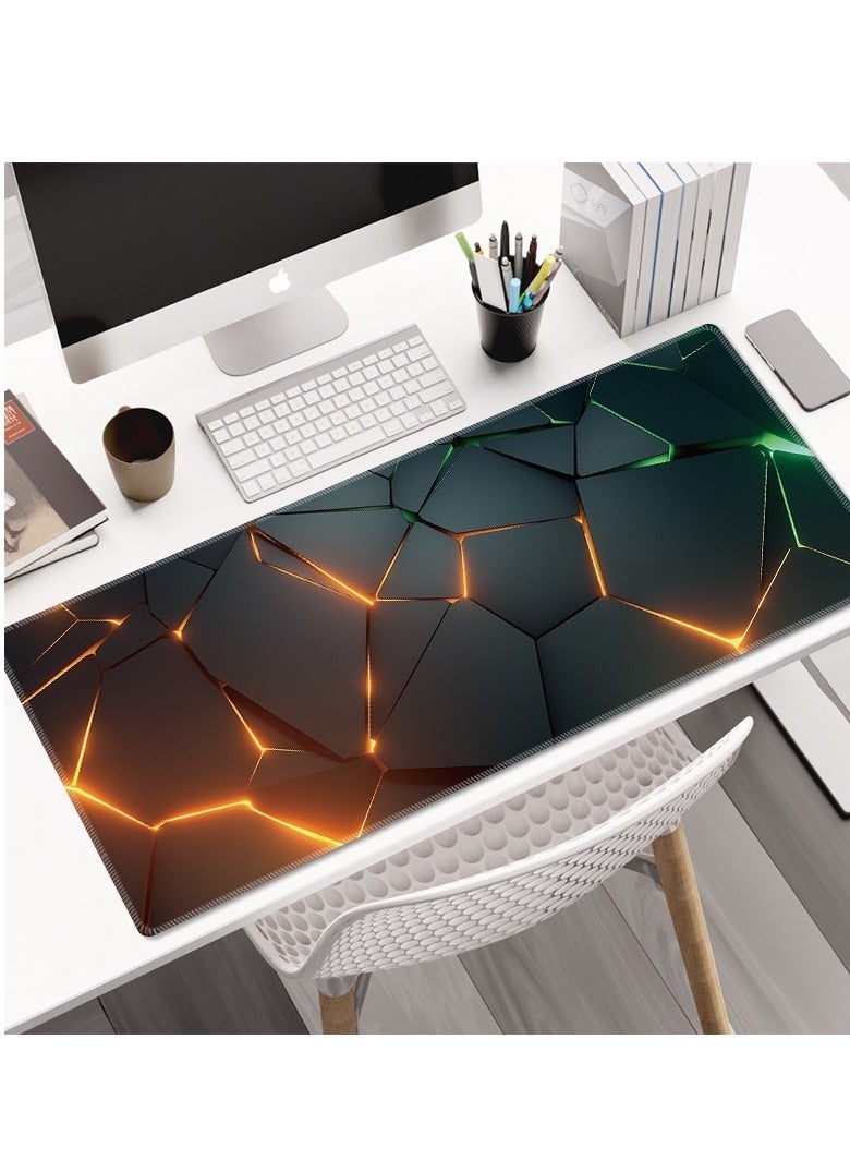 Beauenty 3D Geometry Desk Pad Mouse Pad Colorful Crack Cool Extended Gaming Mouse Pad Mat with Stitched Edge Non-Slip Base Big Mouse Pad Office Computer Keyboard Laptop Home 800*300*3mm - Image 2