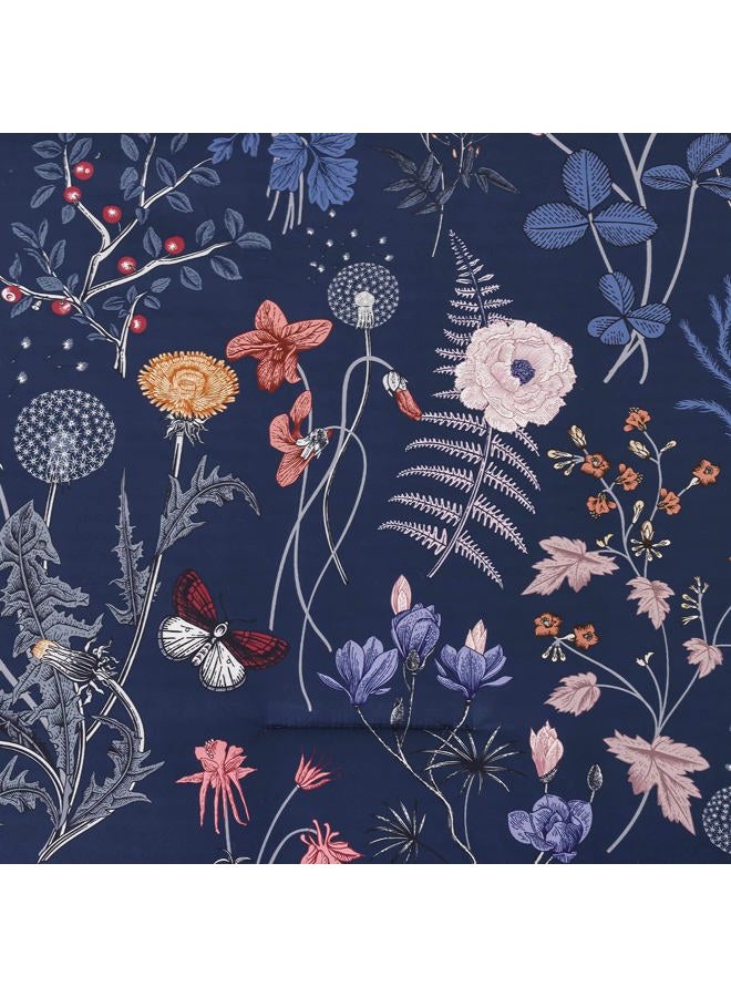 YIRAN Blue Floral Comforter Set King Size, 7 Piece Navy Comforter Bedding Set, Farmhouse Bed in a Bag, Soft Microfiber Complete Bedding Set with Sheets for All Season - Image 4