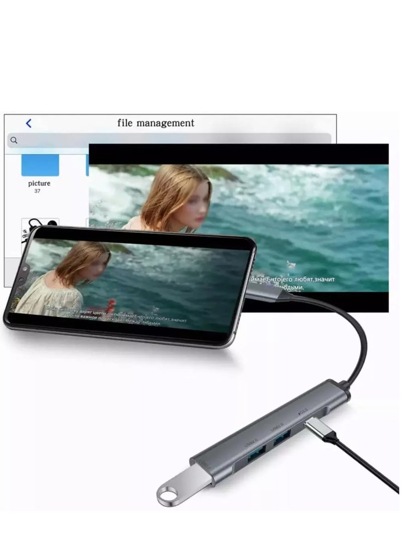 USB C Hub 4in1 3 Port USB 1 Port USB C Aluminum Alloy Ultra Slim (Multicolor)