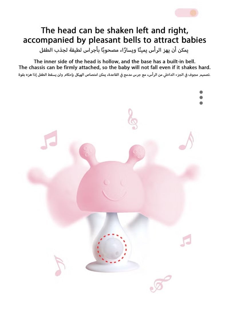 عضاضة سيليكون ناعمة جداً مع قاعدة لاصقة - لعبة مثيرة بصرياً وسهلة الإمساك لتخفيف آلام التسنين للرضع - 3 أشهر
