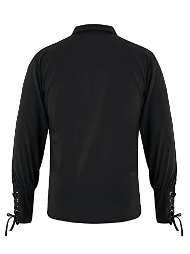 Karlywindow Mens Medieval Pirate Shirts Lace Up Scottish Mercenary Halloween Costume Shirt Tops - Image 3