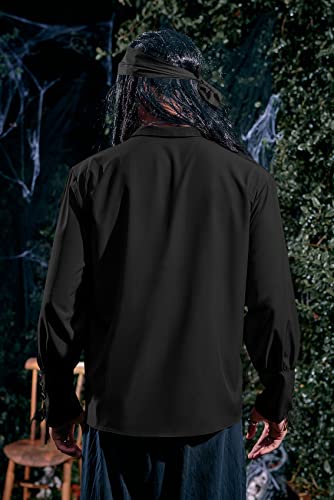 Karlywindow Mens Medieval Pirate Shirts Lace Up Scottish Mercenary Halloween Costume Shirt Tops - Image 5