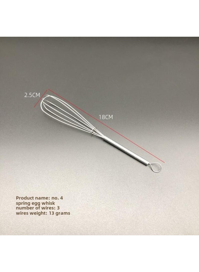 Generic Stainless Steel Wire Manual Egg Beater Spring Handle Mini Egg Gadget Kitchen Gadget Baking Milk Bubble Beating-Color:201 Stainless Steel 18cm  - Image 1
