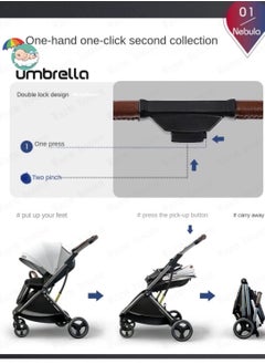 umbrella Stroller baby  Umbrella X9 luxury in two directions -black  - Image 4