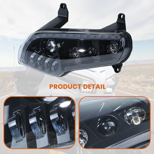LUXEMOTO All-in One LED Headlight for GoldWing GL1800, Front Light w/High Low Beam DRL Water Flowing Turn Signal Light Headlamp for Honda Gold Wing GL1800 2001-2018 Replacement Accessories (2 PCS) - Image 5