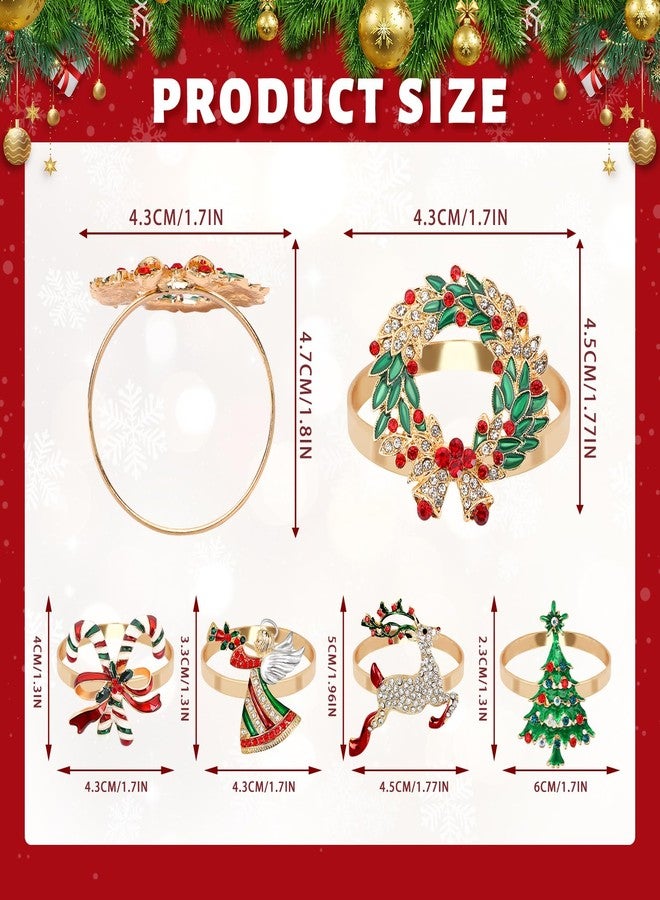 DTOFOOT 12 Pieces Christmas Napkin Rings Christmas Napkin Holders for Cloth Napkins Rhinestone Crystal Holiday Napkins for Dinners Parties Wedding Adornment Table Decorations - Image 2