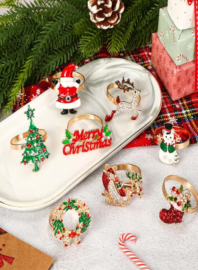 DTOFOOT 12 Pieces Christmas Napkin Rings Christmas Napkin Holders for Cloth Napkins Rhinestone Crystal Holiday Napkins for Dinners Parties Wedding Adornment Table Decorations - Image 4