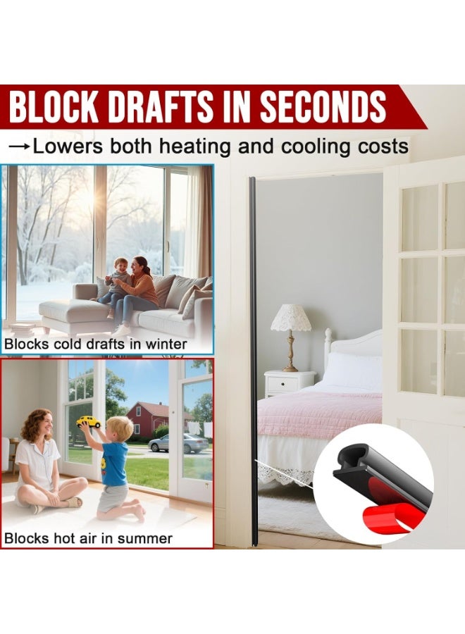 MOMENT Weather Stripping Door Seal - 19.7Ft Self-Adhesive TPE Rubber Door Seal Strip for Door Frame/Window Seal, Soundproofing & Insulation Strip to Block Drafts, Wind, Noise, Dust - Image 2