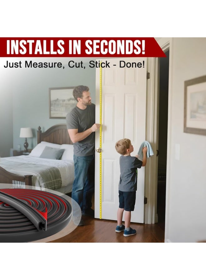MOMENT Weather Stripping Door Seal - 19.7Ft Self-Adhesive TPE Rubber Door Seal Strip for Door Frame/Window Seal, Soundproofing & Insulation Strip to Block Drafts, Wind, Noise, Dust - Image 4