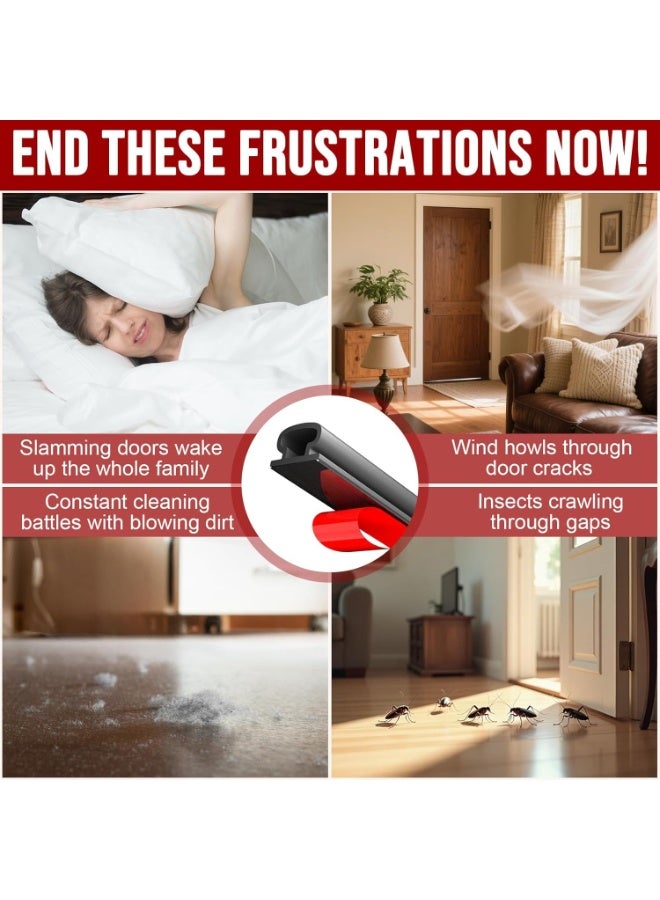 MOMENT Weather Stripping Door Seal - 19.7Ft Self-Adhesive TPE Rubber Door Seal Strip for Door Frame/Window Seal, Soundproofing & Insulation Strip to Block Drafts, Wind, Noise, Dust - Image 5