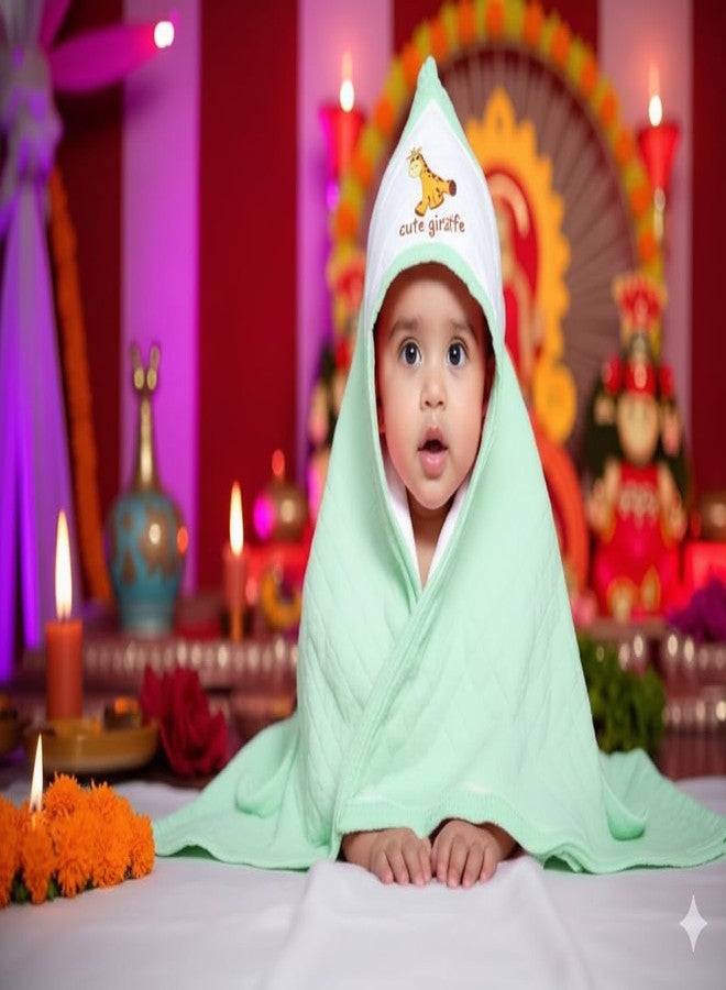 Hornbill Enterprises Hooded Wrapper, a Soft and Cozy Baby Towel Designed for Newborns (0-12 Months). It's Easy to wrap Your Little one snugly Super-Soft, Skin-Friendly Material Pack 1 (1, Green) - Image 3