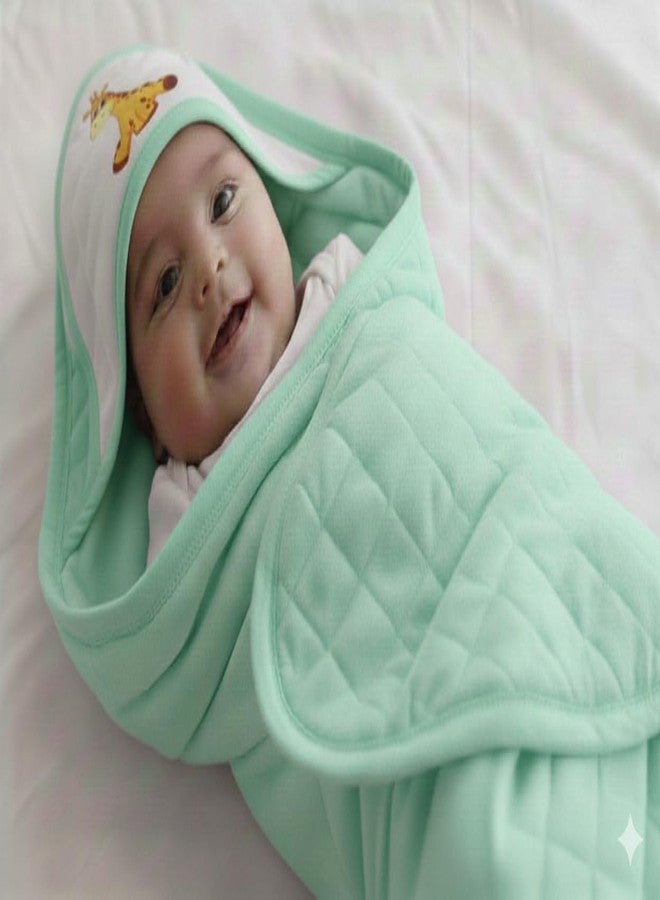 Hornbill Enterprises Hooded Wrapper, a Soft and Cozy Baby Towel Designed for Newborns (0-12 Months). It's Easy to wrap Your Little one snugly Super-Soft, Skin-Friendly Material Pack 1 (1, Green) - Image 1