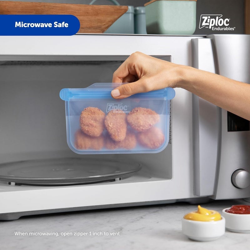 Ziploc Ziploc Endurables Small Pouch 1 Cup Reusable Silicone Bags and Food Storage Meal Prep Containers for Freezer Oven and Microwave Dishwasher Safe - Image 5