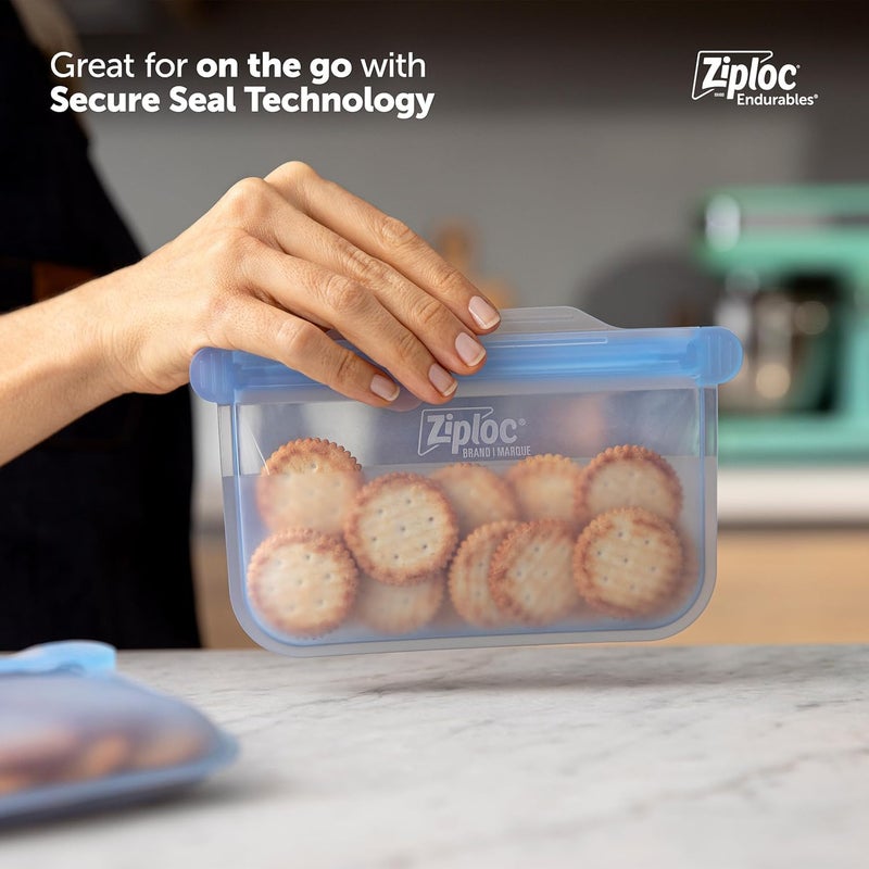 Ziploc Ziploc Endurables Small Pouch 1 Cup Reusable Silicone Bags and Food Storage Meal Prep Containers for Freezer Oven and Microwave Dishwasher Safe - Image 4
