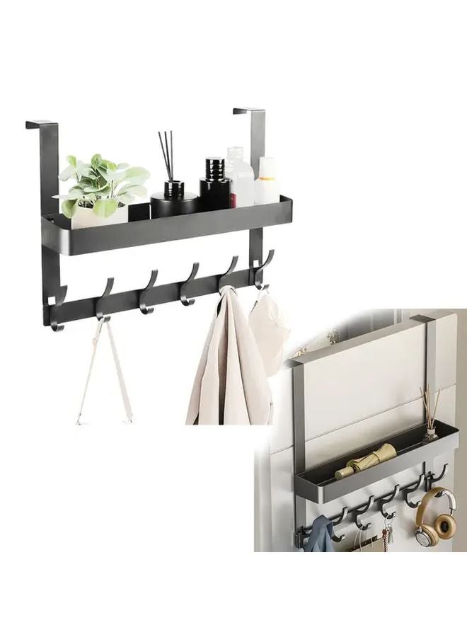 خطافات رمادية فوق الباب، حامل معاطف، منظف حائط معدني متين - Image 1