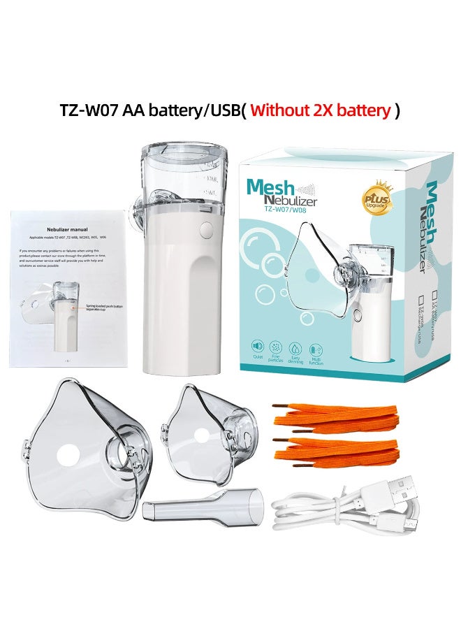 New Mini Nebulizer Machine for Adults & Kids, Upgrade Portable Nebuliser Battery/USB Rechargeable Handheld Nebuliser with 2 Mask, 2 Adjustable Atomization Steam Inhaler for Home, Reusable, Silent and Ultrasonic Micro-grid Electronic Atomizer