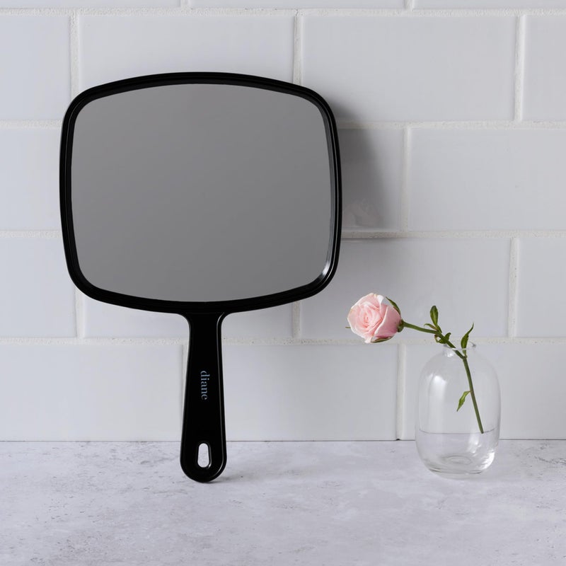 Diane Professional Quality Hand Mirror, Single Sided Hand Held Mirror with Handle for Salon, Barber, Vanity, Grooming, Shaving, and Travel, Medium, 7.5" x 10.75", Black - Image 3