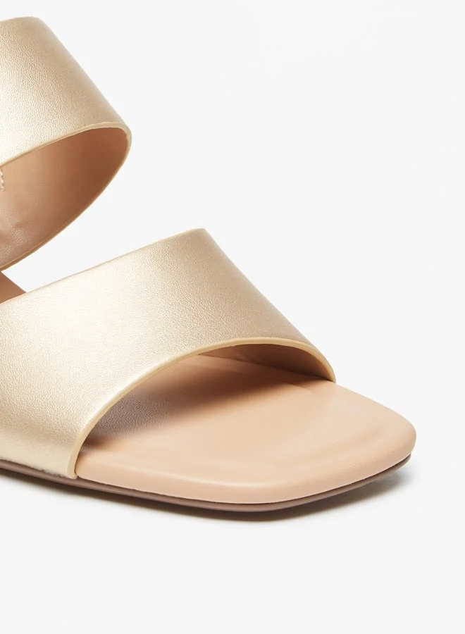 Celeste Women's Solid Slip-On Sandals with Kitten Heels