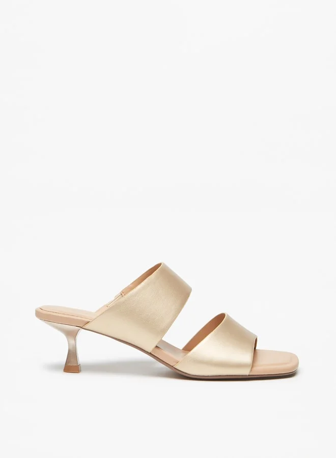 Celeste Women's Solid Slip-On Sandals with Kitten Heels