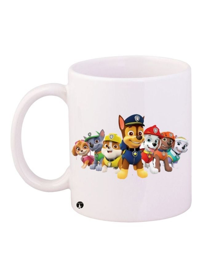 Cartoon Printed Coffee Mug White/Yellow/Blue 11ounce
