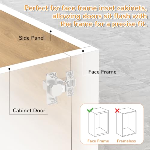 Chibery 20 Pack Face Frame Inset Cabinet Hinges Soft Close 105 Insert Concealed Cabinet Slide on Plate Smooth Slow Self Closing Silent Hardware 3D Heavy Duty for Blind Corner Kitchen Cupboard - Image 3
