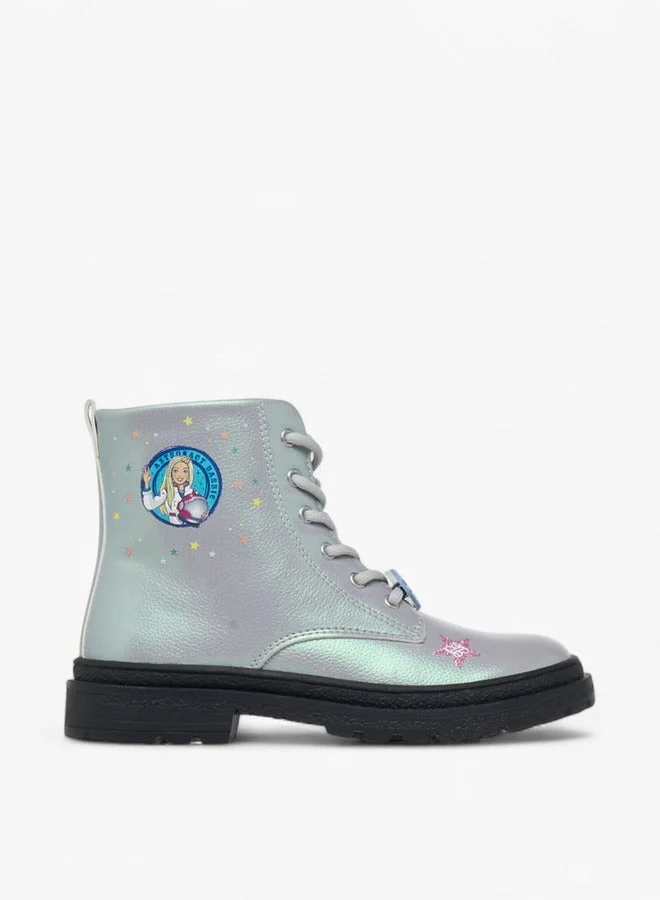 Barbie Printed Ankle Boots with Zip Closure