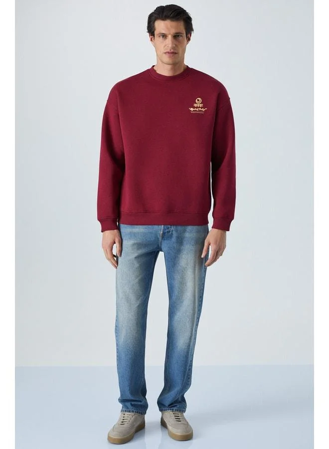 GRIMELANGE SINN​ER Men's Soft Fabric Burgundy Sweatshirt.